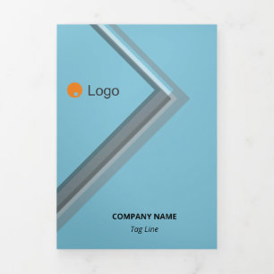 Cartão Com Dobra Tripla Ângulos Geométricos Monocromáticos Lógicos