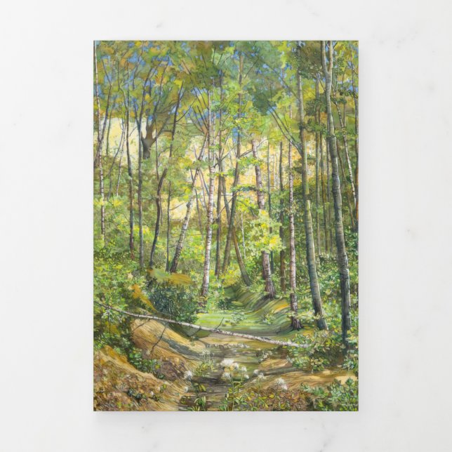 Cartão Com Dobra Tripla aquarela de pintura em ranho na seda (Cobrir)