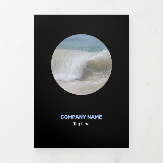 Cartão Com Dobra Tripla Azul, preto e branco fidedigno (Cobrir)