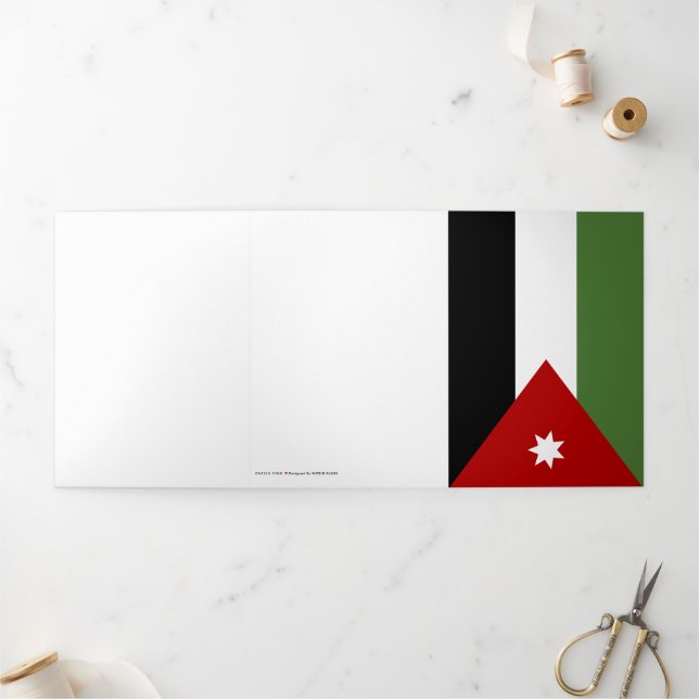 Cartão Com Dobra Tripla Bandeira da Jordânia (Fora)