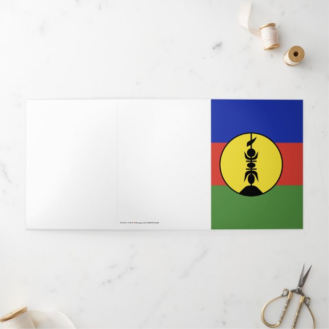 Cartão Com Dobra Tripla Bandeira da Nova Caledónia (Fora)
