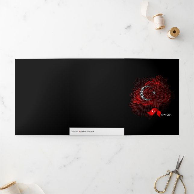 Cartão Com Dobra Tripla Bandeira da Turquia (Fora)