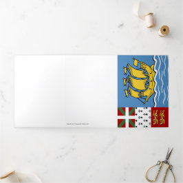 Cartão Com Dobra Tripla Bandeira de Pierre e Miquelon santo