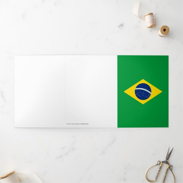 Cartão Com Dobra Tripla Bandeira do Brasil (Fora)