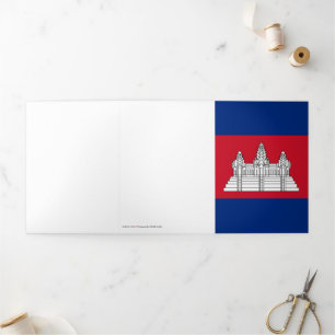 Cartão Com Dobra Tripla Bandeira do Camboja