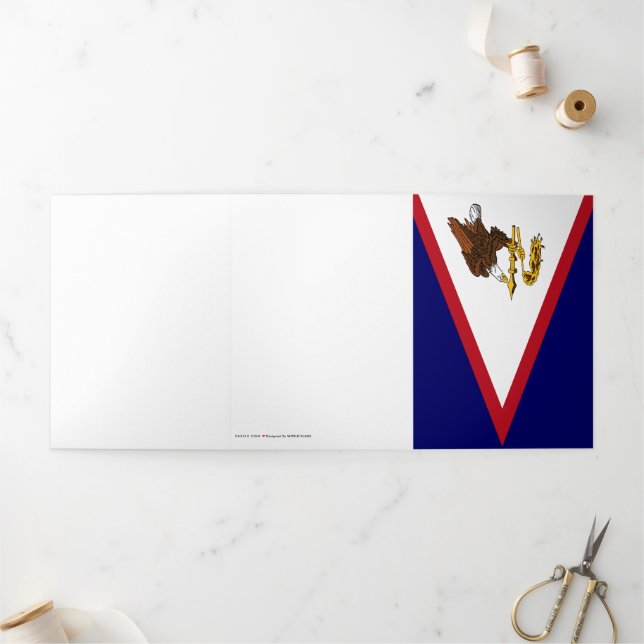 Cartão Com Dobra Tripla bandeira Samoa Americana (Fora)