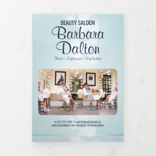 Cartão Com Dobra Tripla Barco Azul Elegante Simples