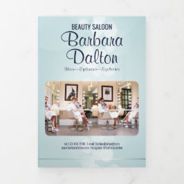 Cartão Com Dobra Tripla Barco Azul Elegante Simples