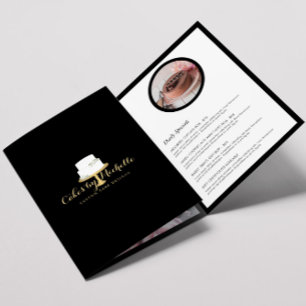 Cartão Com Dobra Tripla Bolo Branco Elegante com Brochura Florals II