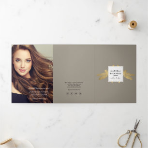 Cartão Com Dobra Tripla Brochura Dourada Dragonfly Duo Taupe Elegante Faux