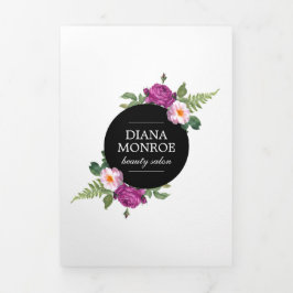 Cartão Com Dobra Tripla Brochura Moderna Floral Wreath Salon