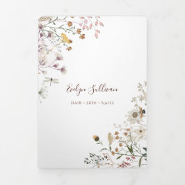 Cartão Com Dobra Tripla Brochura tripartida de flores silvestres