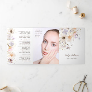 Cartão Com Dobra Tripla Brochura triplicada de flores secas