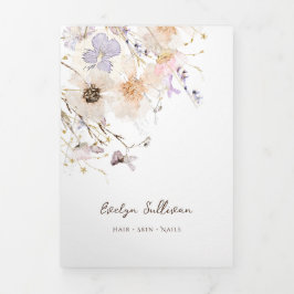 Cartão Com Dobra Tripla Brochura triplicada de flores secas