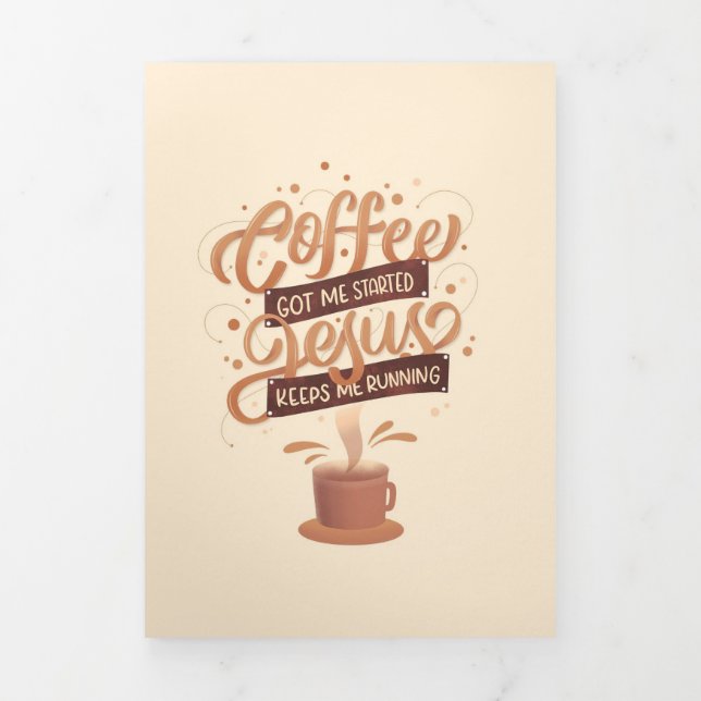 Cartão Com Dobra Tripla Café Com Sobremesa E Jesus (Cobrir)