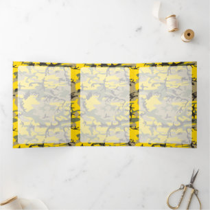 Cartão Com Dobra Tripla Camuflagem Amarela e Verde, Militar, Exército