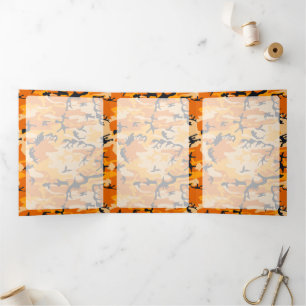 Cartão Com Dobra Tripla Camuflagem Laranja, Militar, Exército