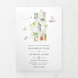 Cartão Com Dobra Tripla Casamento de Destino de santo Lúcia