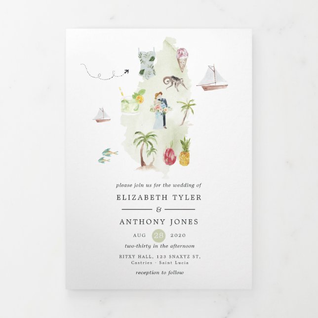 Cartão Com Dobra Tripla Casamento de Destino de santo Lúcia (Cobrir)