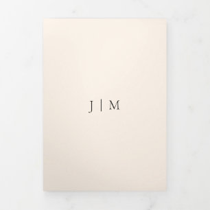 Cartão Com Dobra Tripla Casamento formal minimalista com creme claro dobra