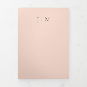 Cartão Com Dobra Tripla Casamento Formal Moderno Minimalista Suave Rosa Co