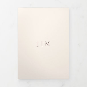 Cartão Com Dobra Tripla Casamento Moderno de Chocolate Marrom Formal