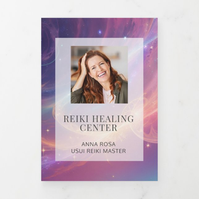 Cartão Com Dobra Tripla *~* Celestial Logotipo Fotográfico de Estrelas QR  (Cobrir)