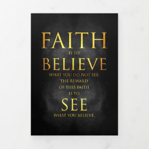 Cartão Com Dobra Tripla Citação de Felicidade Fé Acredite Veja