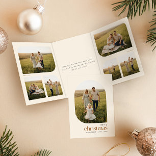 Cartão Com Dobra Tripla Colagem de Fotos de Família com Arco Minimalista n