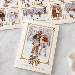 Cartão Com Dobra Tripla Colagem de Fotos dos Doze Dias de Natal