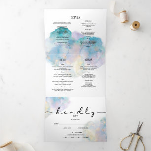 Cartão Com Dobra Tripla Convite/detalhes/menu/resposta de casamento.