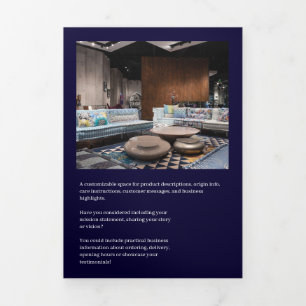 Cartão Com Dobra Tripla Design de Brochura Doblada Azul Marinho para Negóc