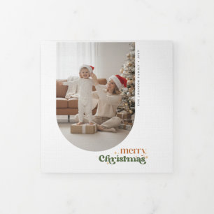Cartão Com Dobra Tripla Design de Natal Elegante e Retrô para Foto de Famí