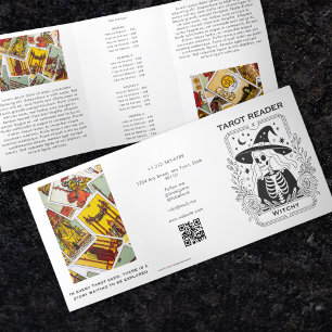 Cartão Com Dobra Tripla Design de Tarto de Bruxas Brancas e Negras Mística