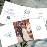 Detalhes do Casamento com QR Code de RSVP em Azul 