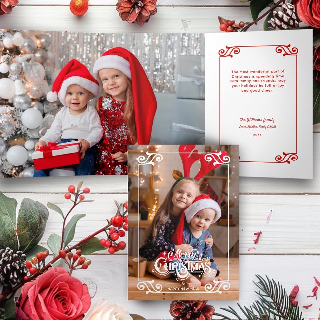 Cartão Com Dobra Tripla Divertido Borda de Natal Feliz Foto de Natal Feliz (Criador carregado)