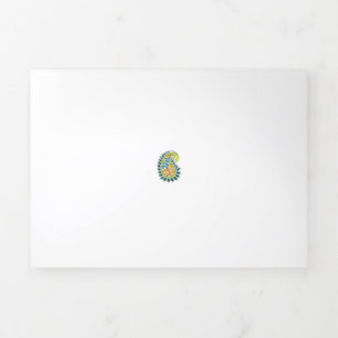 Cartão Com Dobra Tripla Estilo Decorativo, Verde Azul Escuro, Wattle