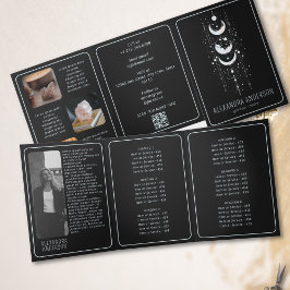 Cartão Com Dobra Tripla Fases da Lua Celestiais Código QR Espiritual Místi