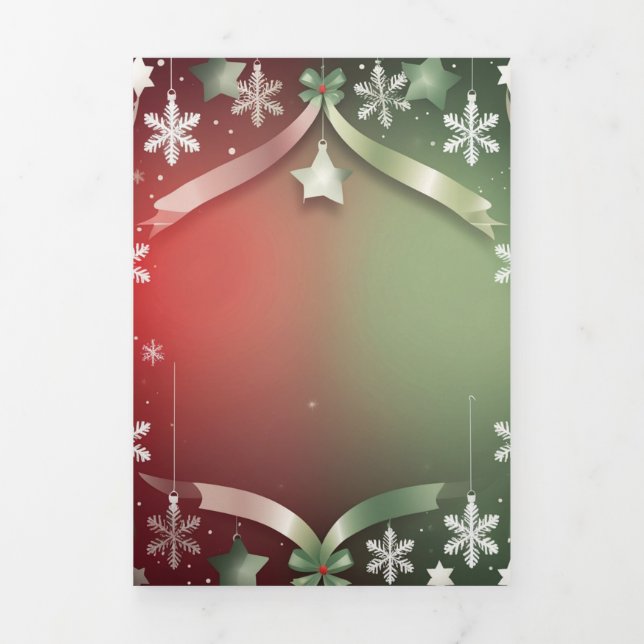 Cartão Com Dobra Tripla Festive Christmas Snowflake Frame with Stars  (Cobrir)
