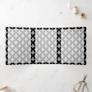 Cartão Com Dobra Tripla Fleur de Lis Pattern, Francês, Real, Branco