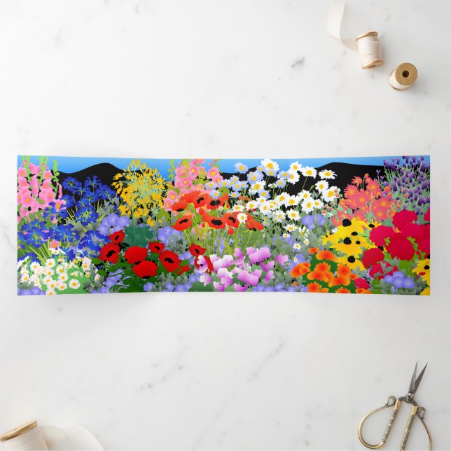 Cartão Com Dobra Tripla Flower Garden Tri-Fold Blank Card (Dentro)