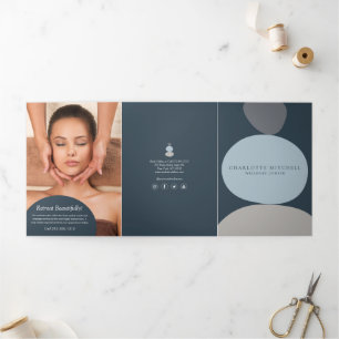 Cartão Com Dobra Tripla Folheto de Abstrato da Zona Moderna Pedra Azul Bem