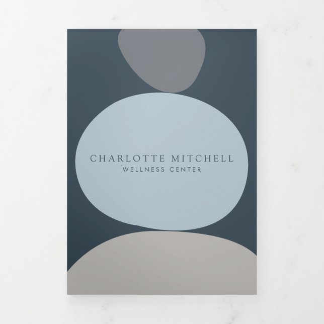 Cartão Com Dobra Tripla Folheto de Abstrato da Zona Moderna Pedra Azul Bem (Cobrir)