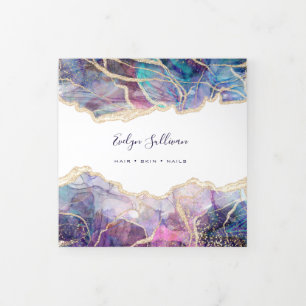 Cartão Com Dobra Tripla Folheto de Design de Opal Escuro