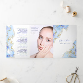 Cartão Com Dobra Tripla Folheto de design de triplicação azul de Pastel