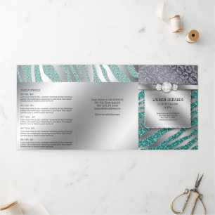 Cartão Com Dobra Tripla Folheto de Maquiagem do Salão de Cabelo Zebra