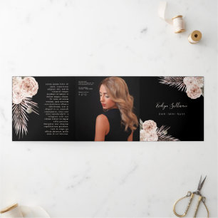 Cartão Com Dobra Tripla Folheto de Rosas Tropicais