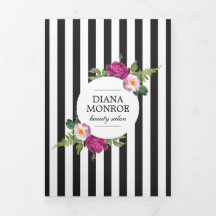 Folheto de Salão com Coroa Floral Moderna Listrada