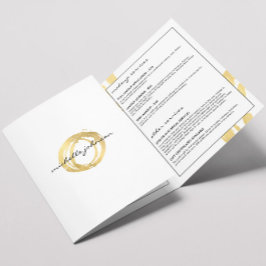 Cartão Com Dobra Tripla Folheto do logotipo do círculo pintado Dourado Lux