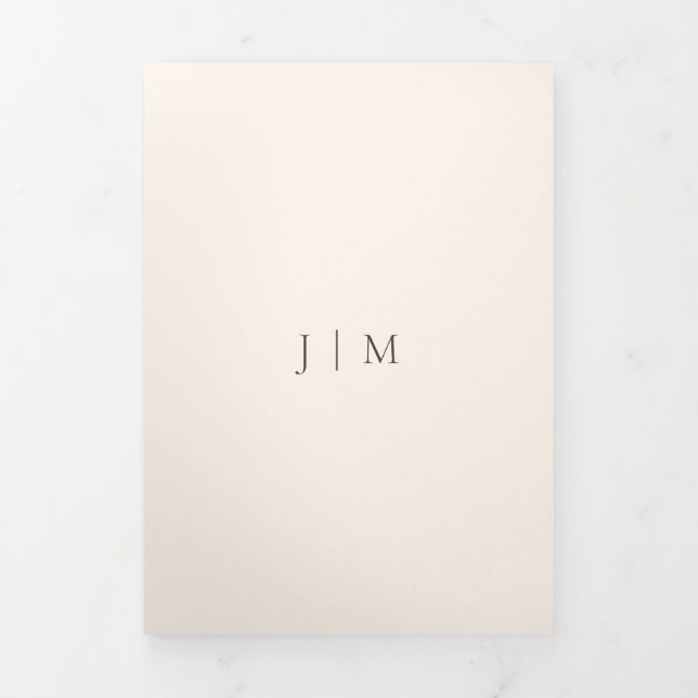 Cartão Com Dobra Tripla Formal Chocolate Brown Modern Wedding (Cobrir)